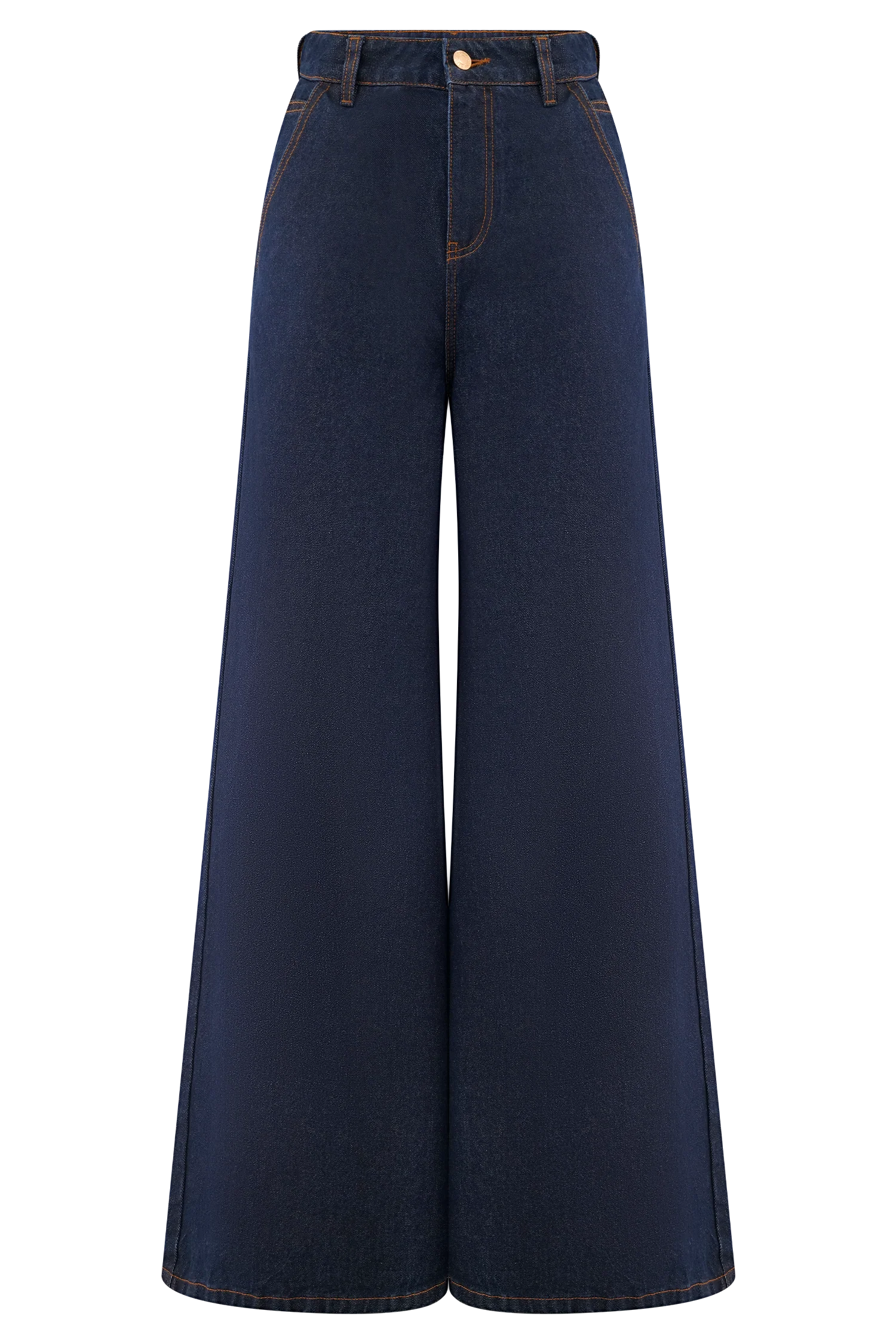 Jen Wide Leg Flare Denim Jeans Indigo Blue