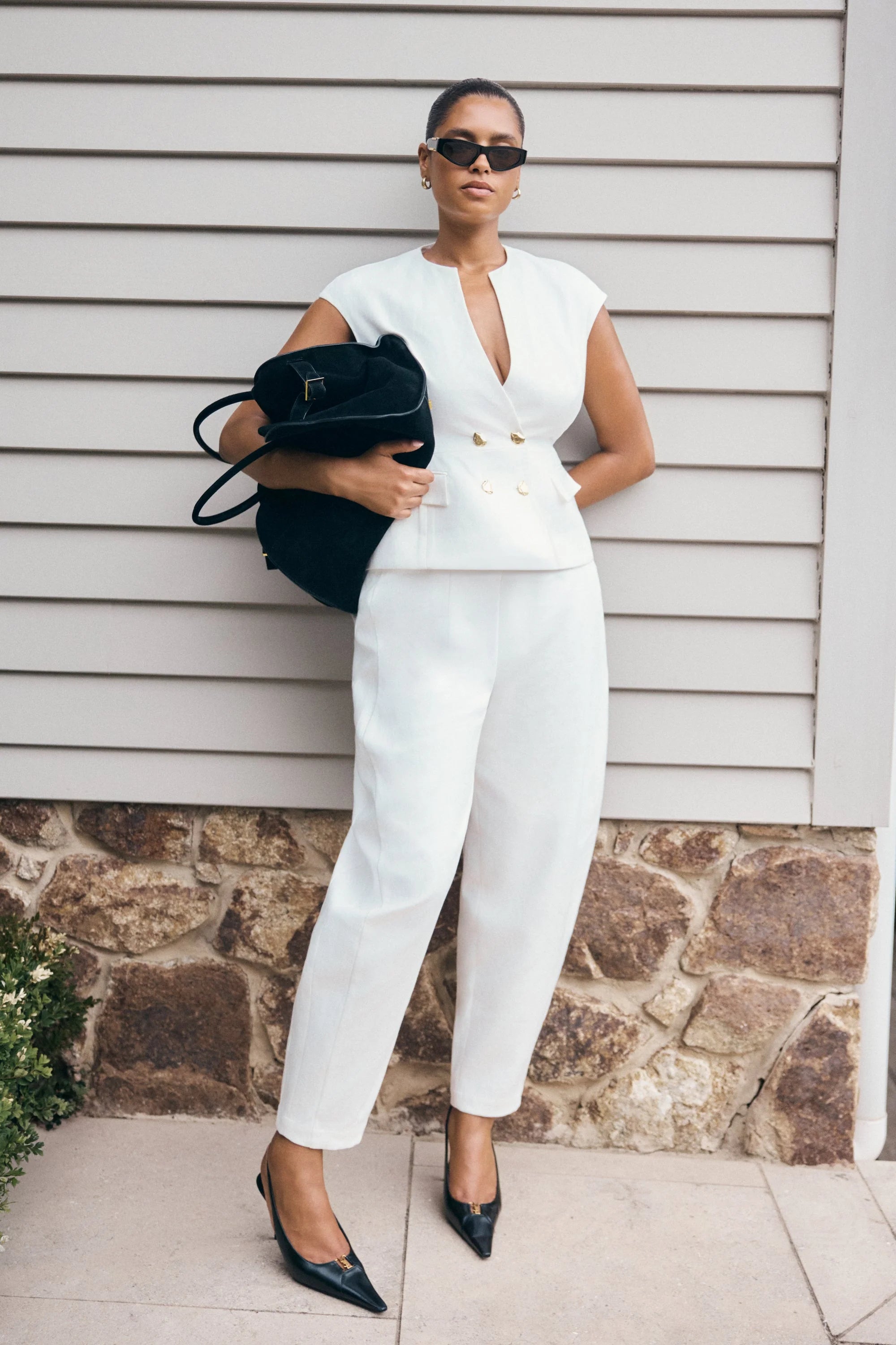 Oriana Linen Oversize Pants White