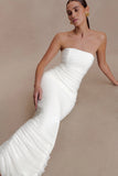 Jianna Strapless Mesh Maxi Dress Ivory