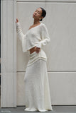 Petra Ruched Knit Maxi Skirt Ivory