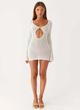 Ocean Drift Long Sleeve Mini Dress Ivory