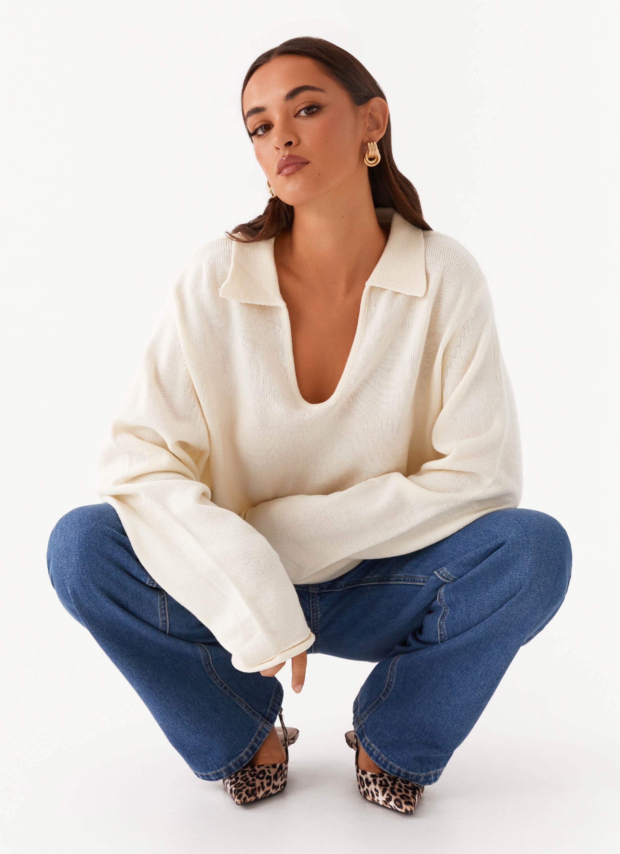 Deena Knit Sweater White