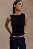Kyra Open Back Scuba Crepe Top Black