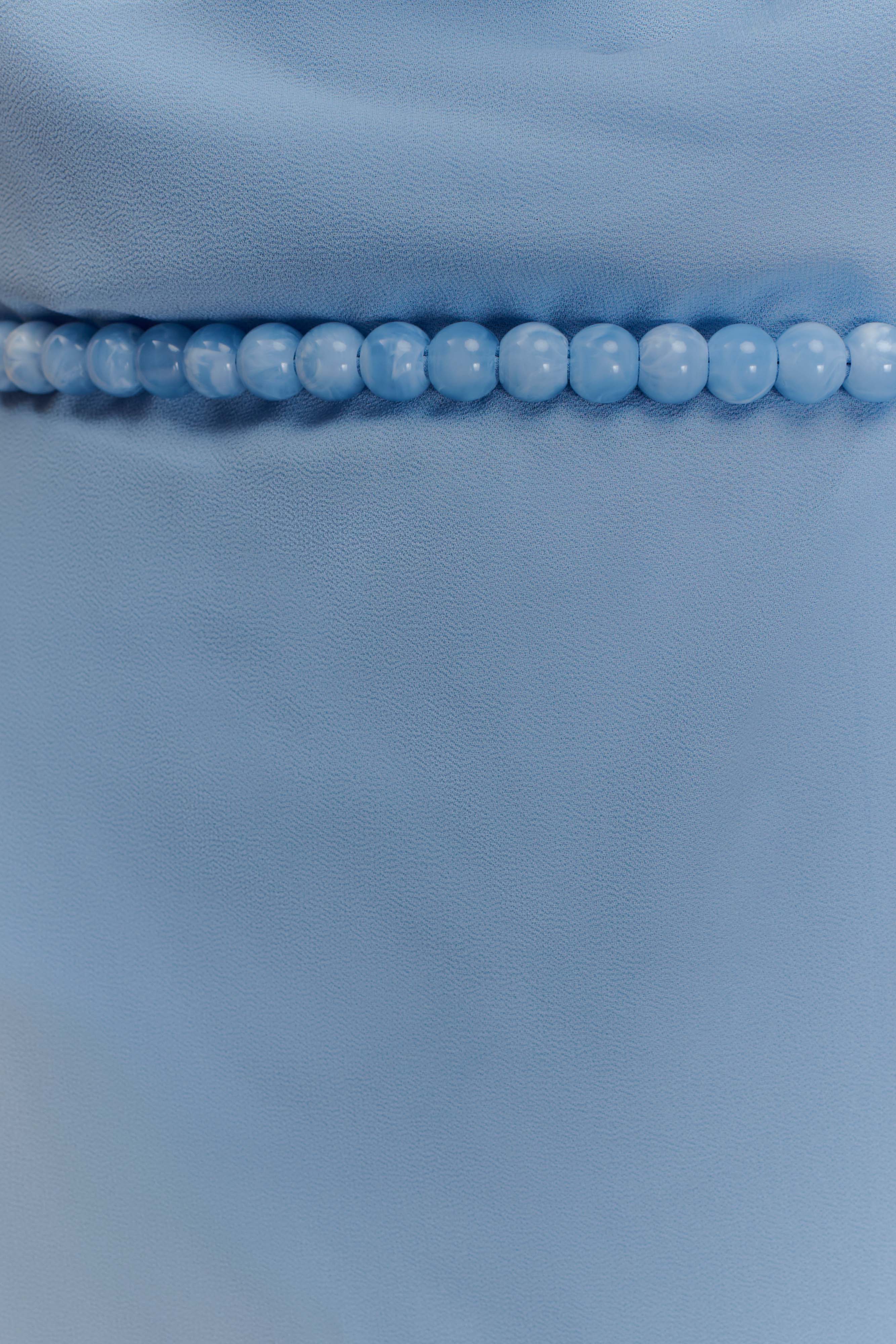 Elaine Chiffon Beaded Maxi Dress Sky Blue