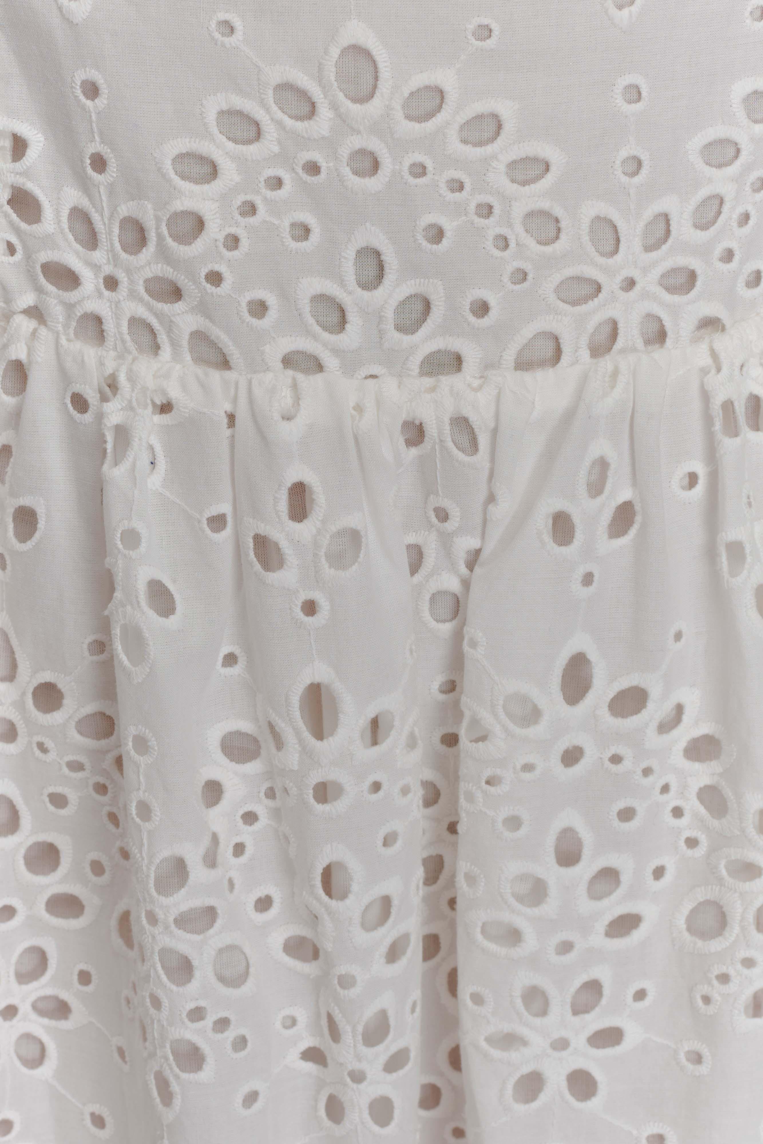 Maureen Broderie Strapless Maxi Dress White
