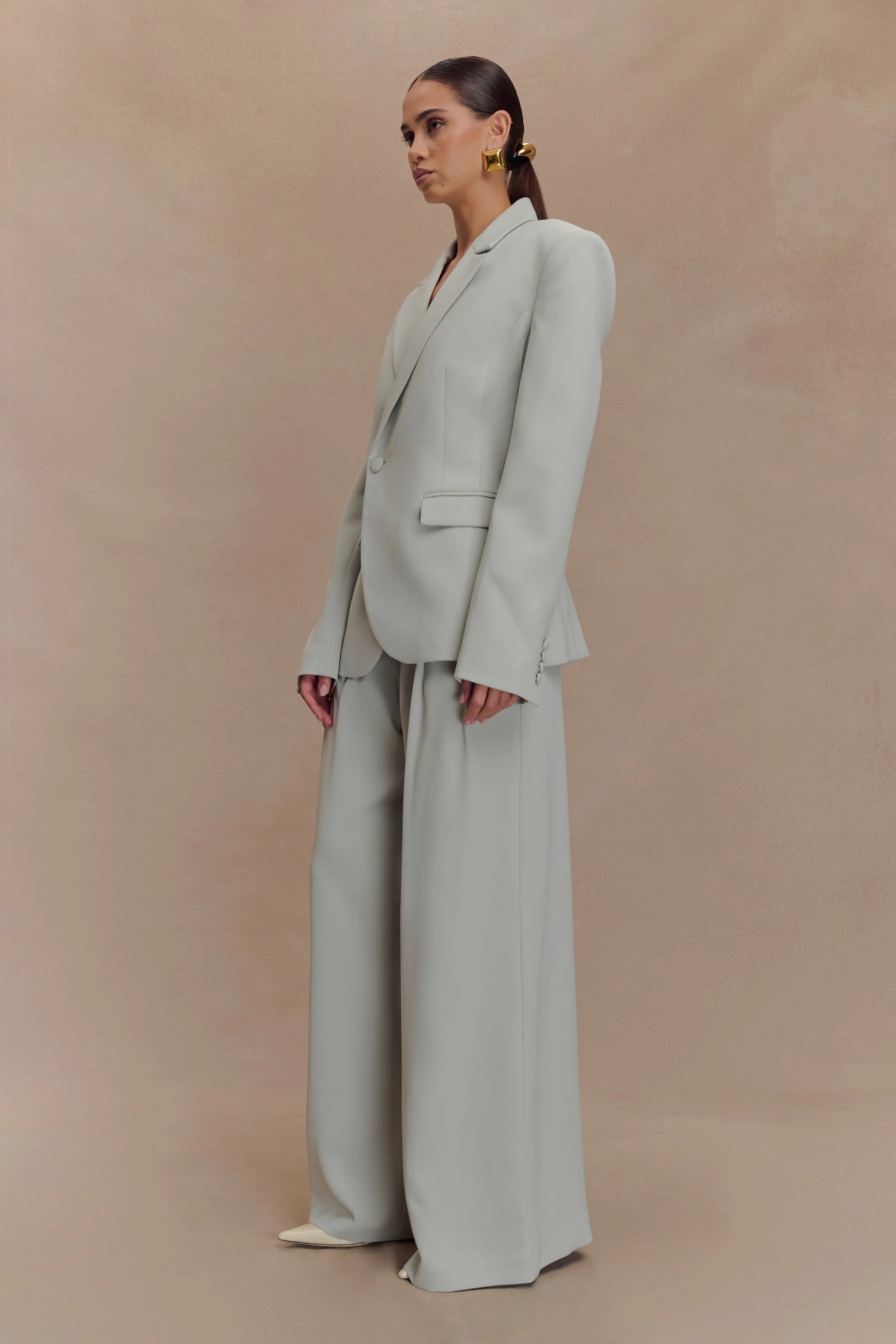 Jameson Cinched Suiting Blazer Light Sage