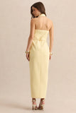 Hana Lemon Plunge Neck Tailored Maxi Dress