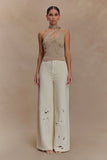 Leone One Shoulder Metallic Knit Top Gold