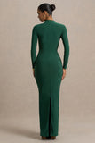 Zadie Teal High Neck Maxi Dress With Gathered Detail