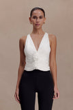 Alessandra Slinky Ruffle Top Ivory