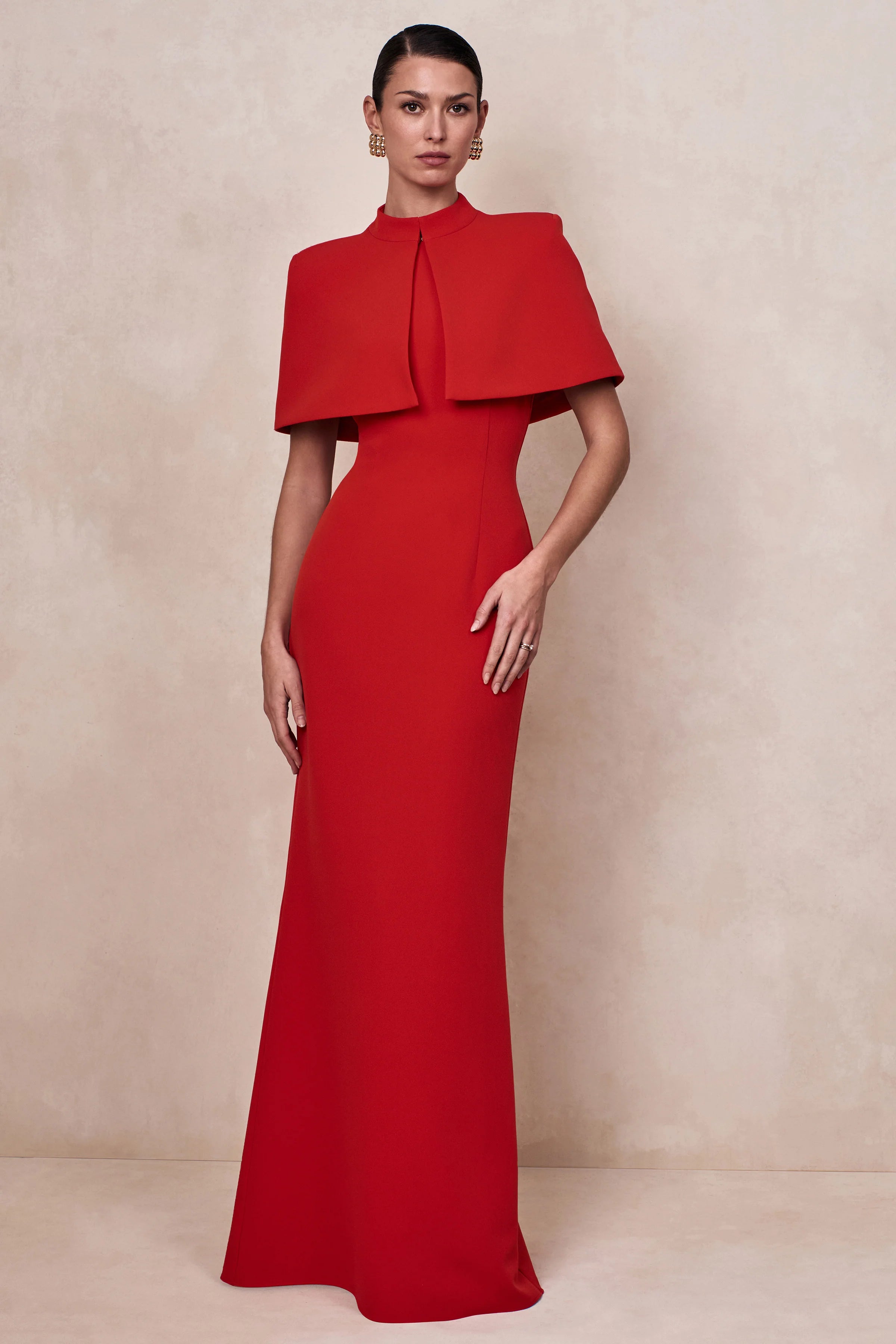 Deva Red High Neck Cape
