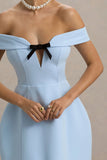 Lavender Powder Blue Sweetheart Mini Dress With Bow Detail