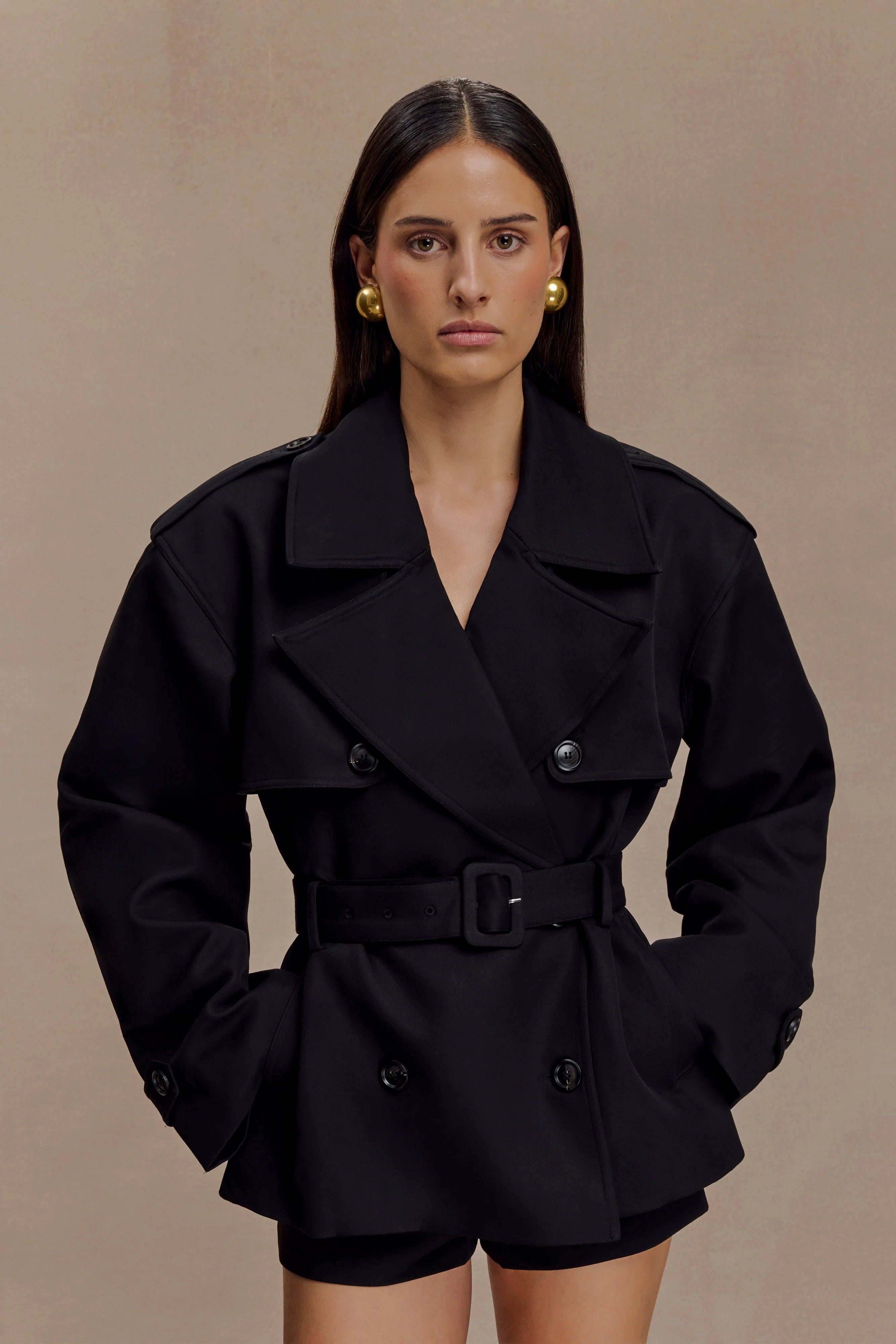 Alden Short Trench Jacket Black