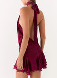 Willow Chiffon Mini Dress Plum
