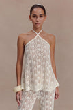 Corey Crochet Halter Neck Top Ivory