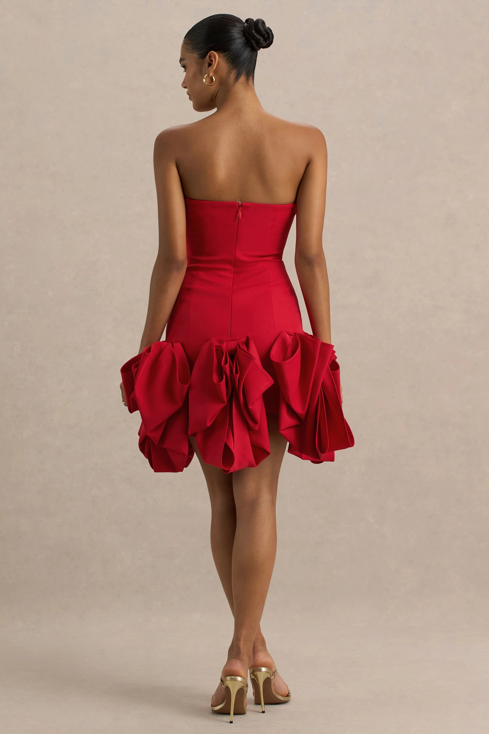 Erica Red Ruffle Puffball Mini Dress