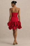 Erica Red Ruffle Puffball Mini Dress