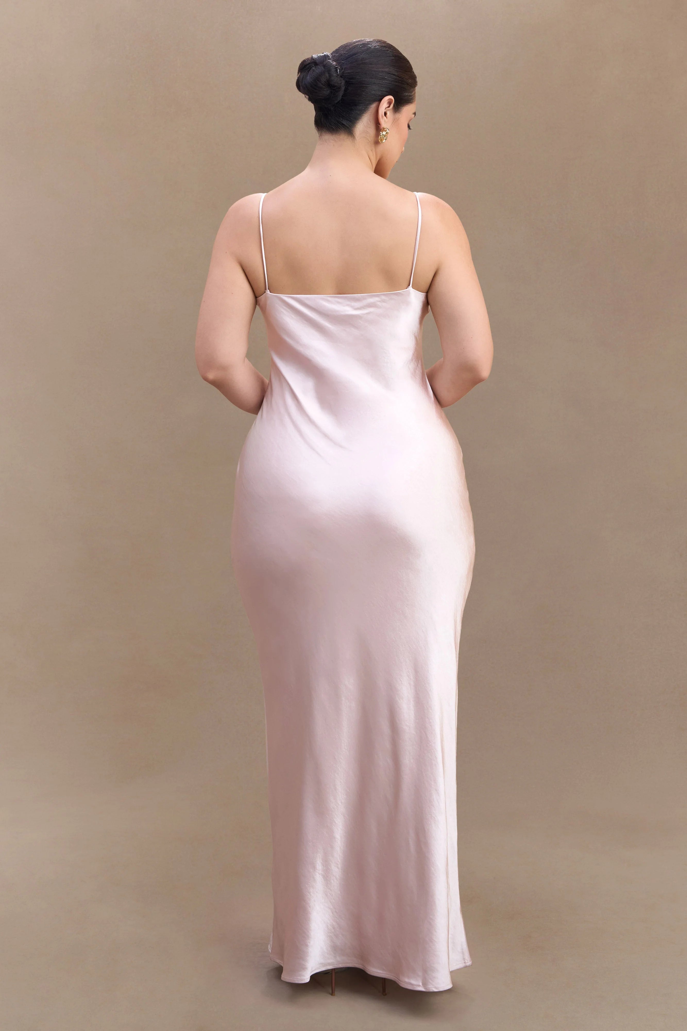 Lilly Sweetheart Satin Maxi Dress Soft Pink