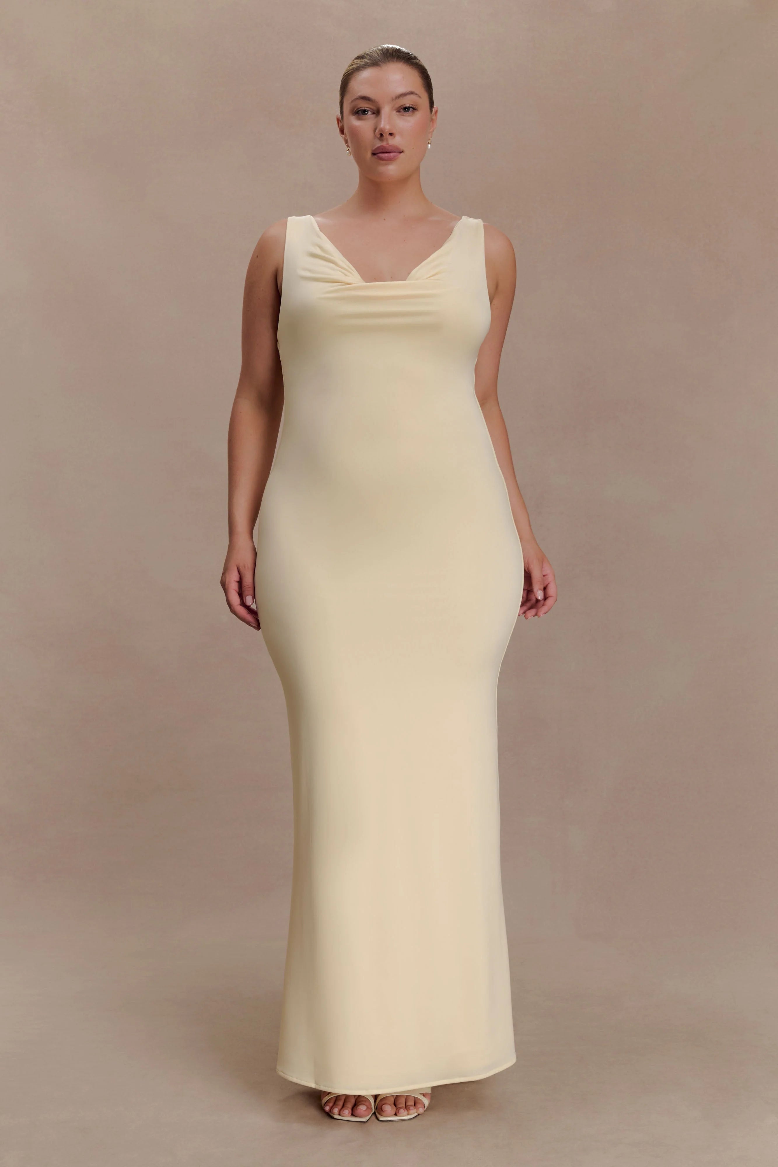 Marta Slinky Cowl Maxi Dress Lemon