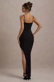 Ignacia Black Asymmetric Maxi Dress With Embellished Sequin Detail