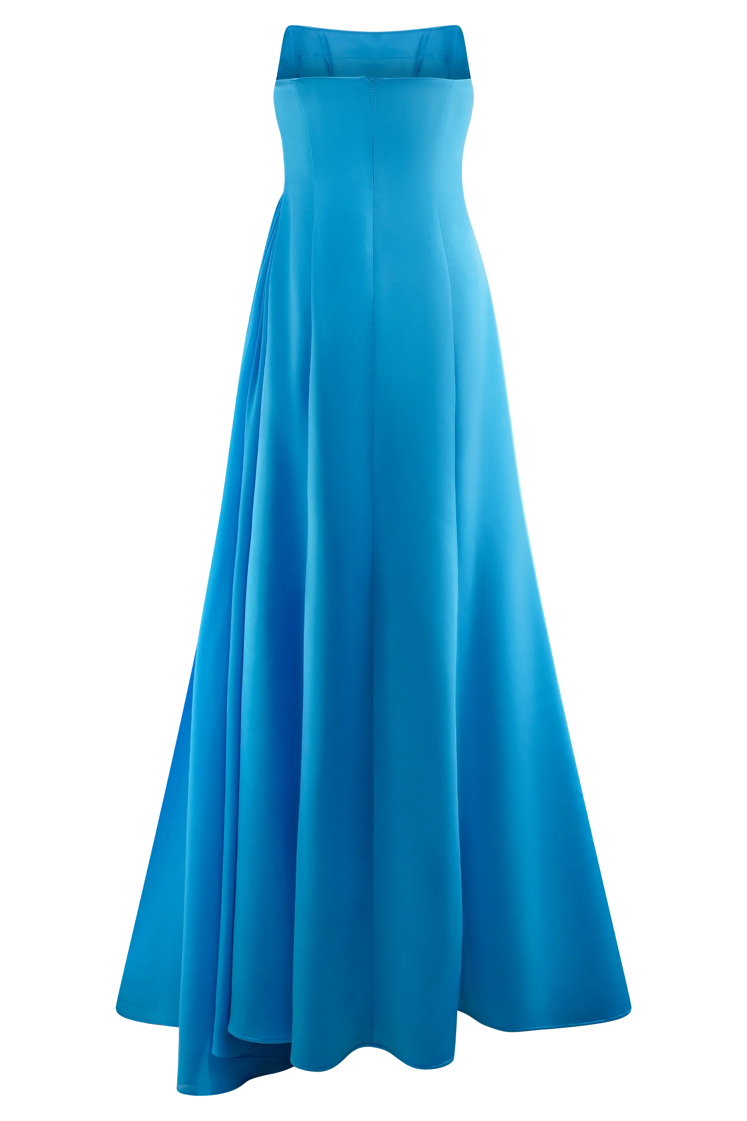 Rosella Satin Strapless Maxi Dress Cyan Blue