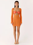 Estrella Long Sleeve Knit Mini Dress Orange