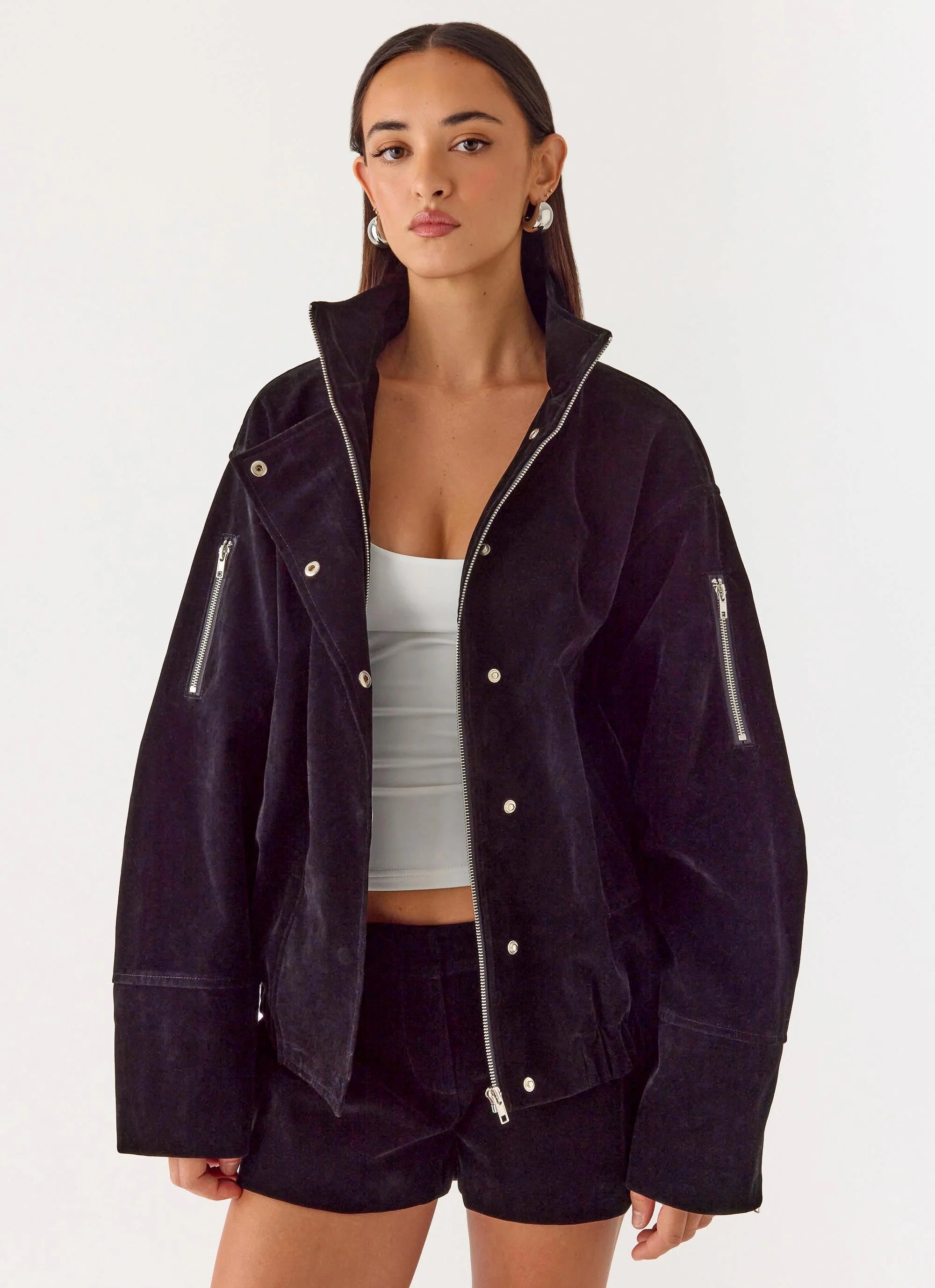 Marlow Faux Suede Jacket Black
