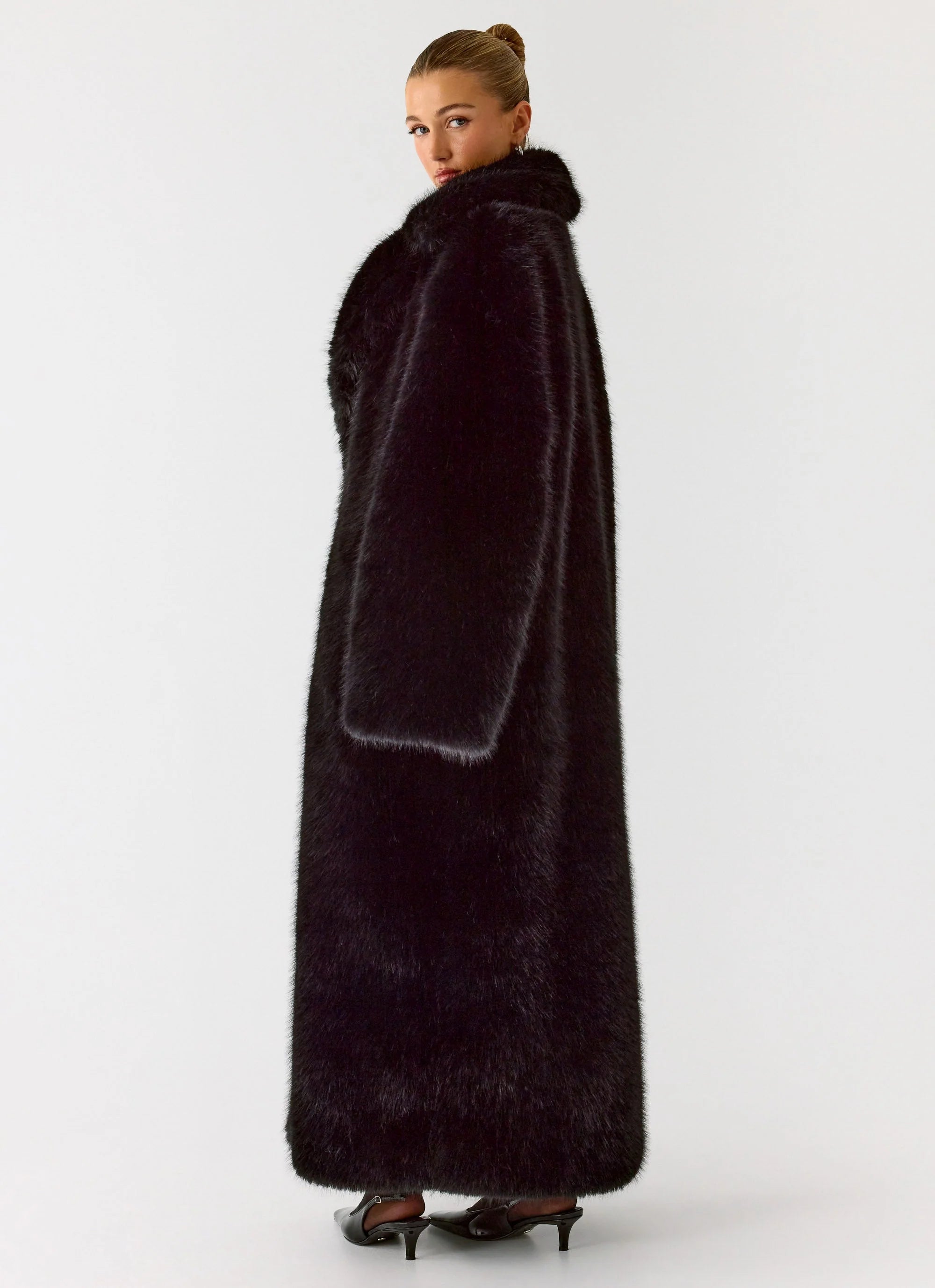 Kamil Faux Fur Maxi Coat Black