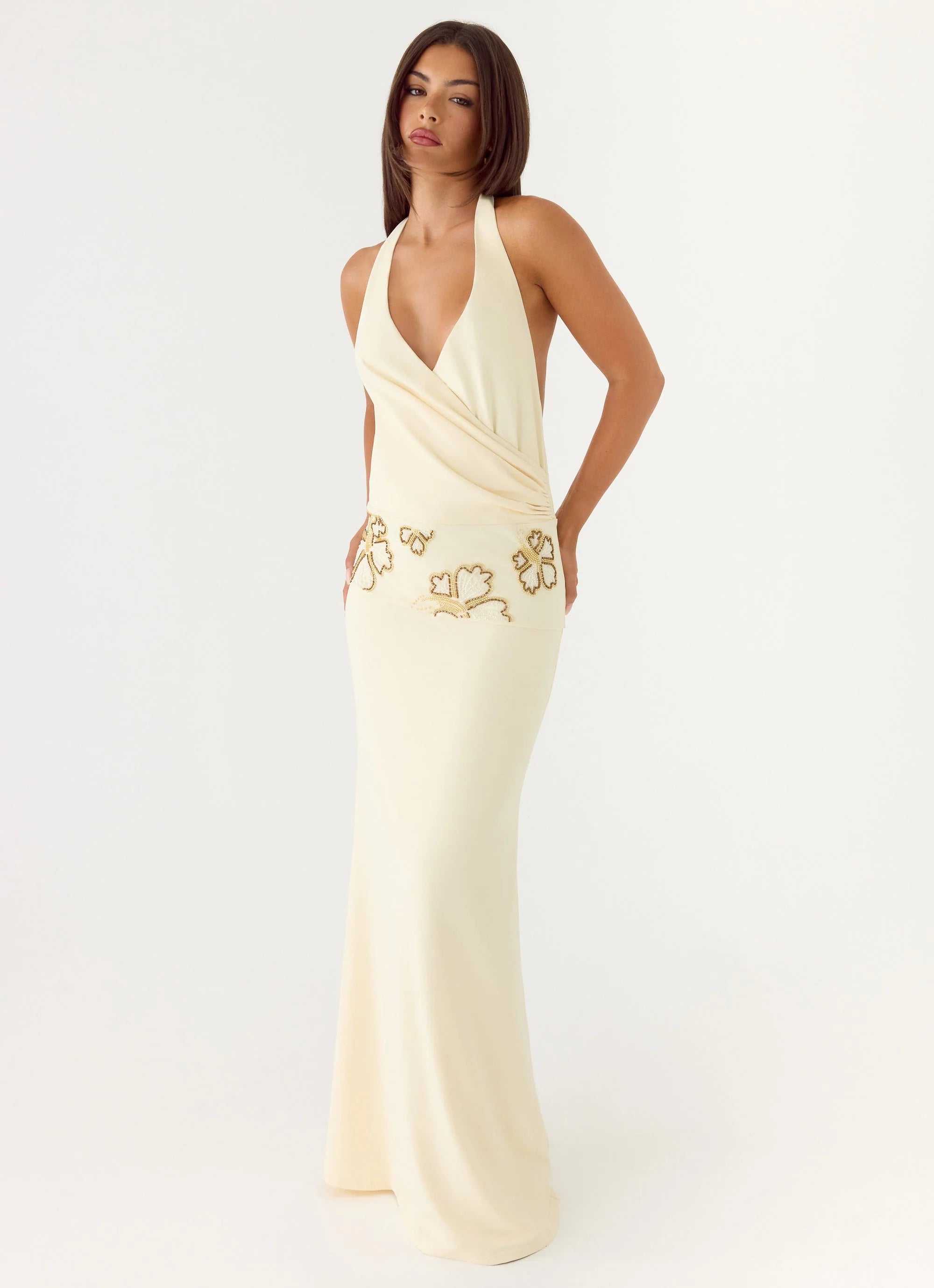 Sandrine Beaded Maxi Dress Yellow