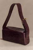 Maria Faux Leather Crocodile Shoulder Bag Chocolate