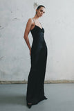 Lilly Sweetheart Satin Maxi Dress Black