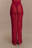 Aoife Mesh Maxi Skirt Raspberry