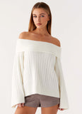 Federica Off Shoulder Knit White