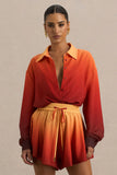 Rowan Ombre Satin Shirt with Plunge Neckline