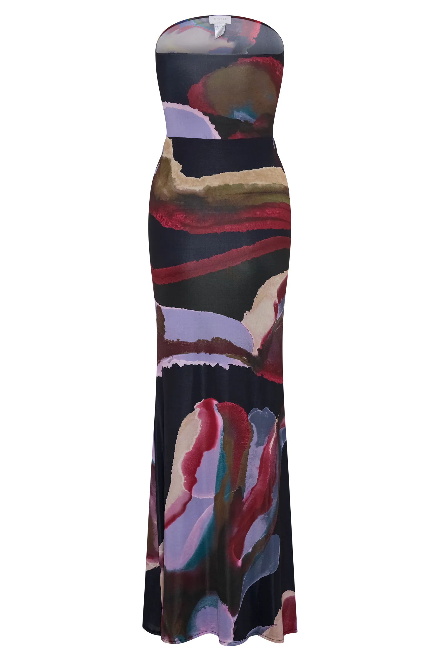 Madison Strapless Slinky Maxi Dress Multi Fluid Reverie Print