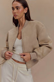 Rudy Suede Bomber Jacket Sand