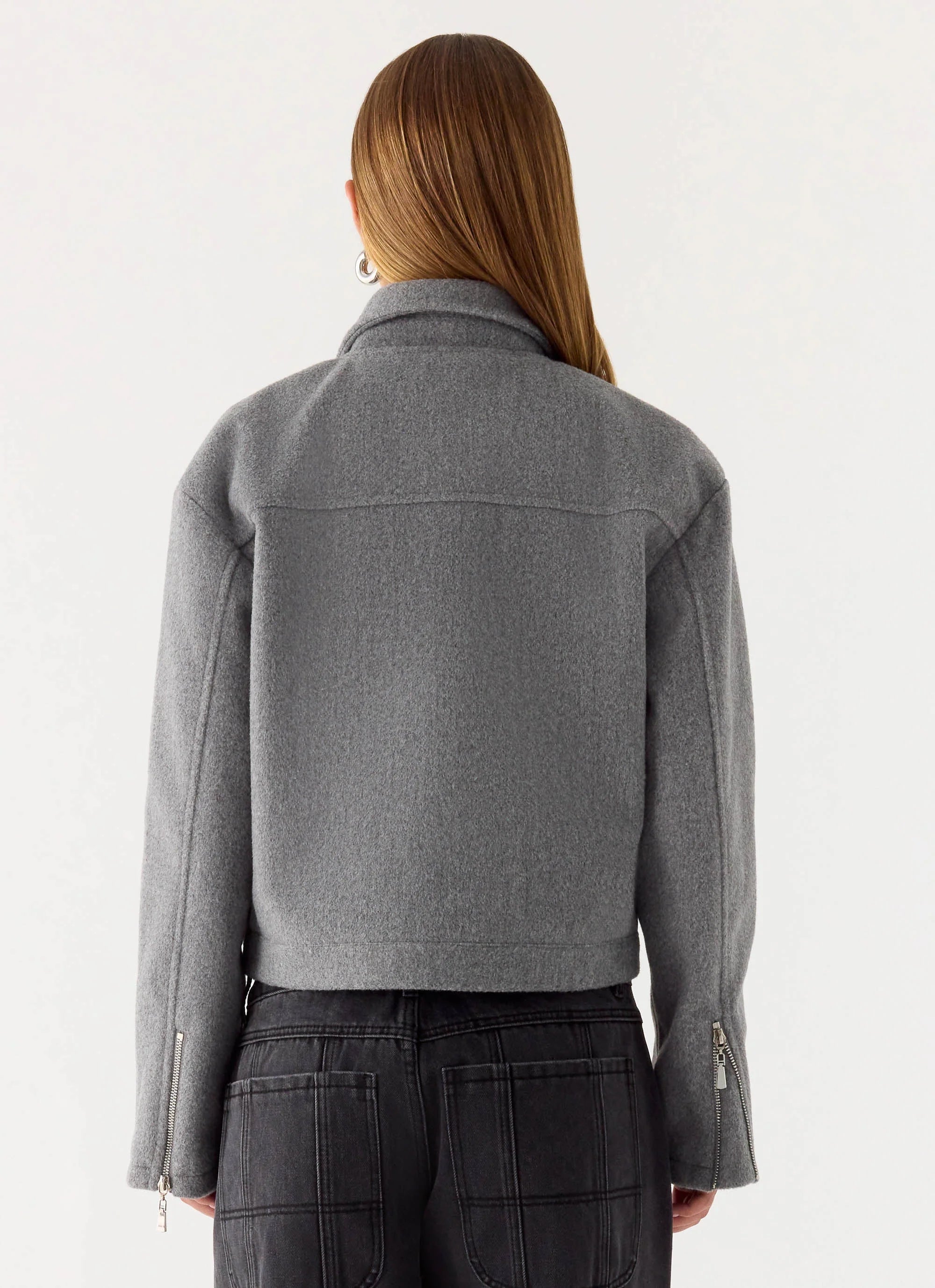 Enzo Faux Wool Jacket Grey