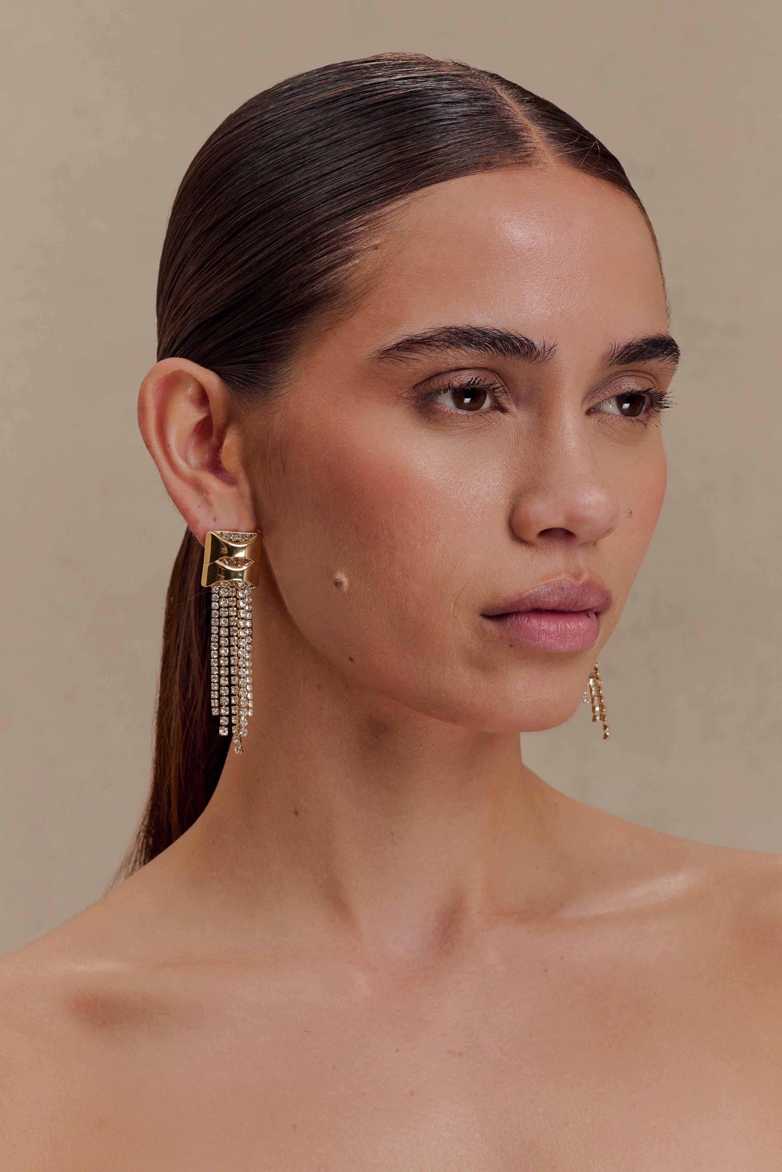 Shea Crystal Fringe Drop Earrings Gold