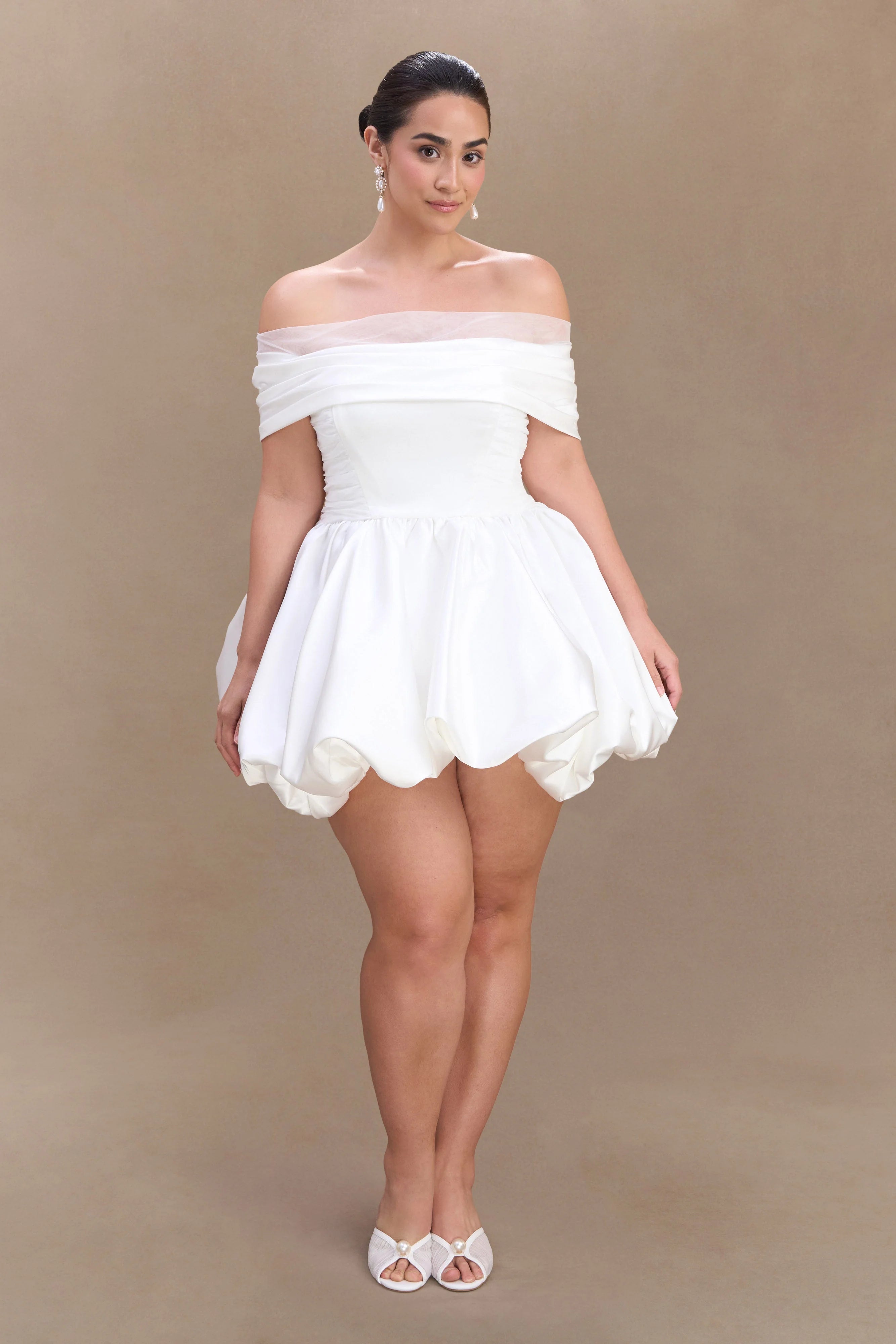 Lauretta Off Shoulder Mini Dress White