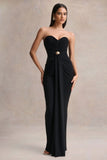 Beverly Black Bandeau Maxi Dress With Gathered Detailing