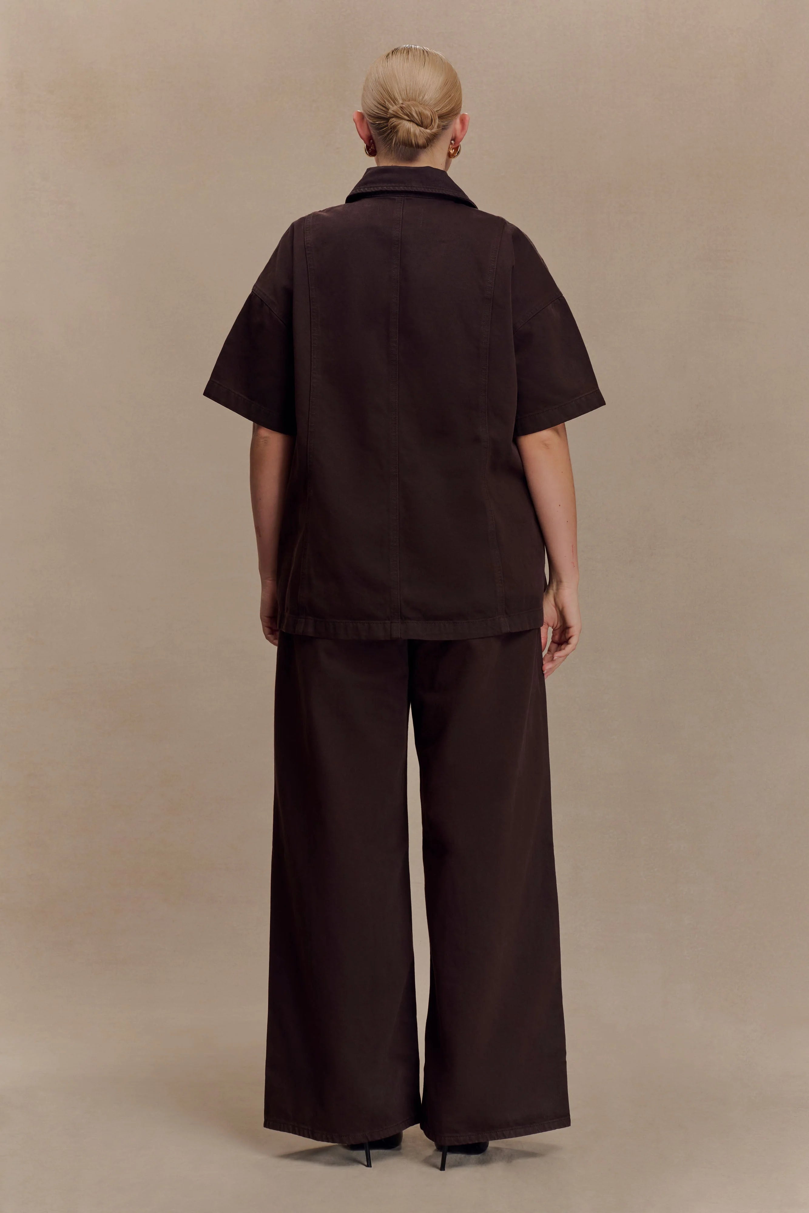 Maya Oversized Denim Shirt Chocolate