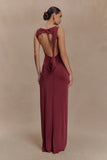 Henley Slinky Drape Maxi Dress Wine