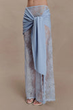 Lucy Lace And Knit Skirt Cornflower Blue