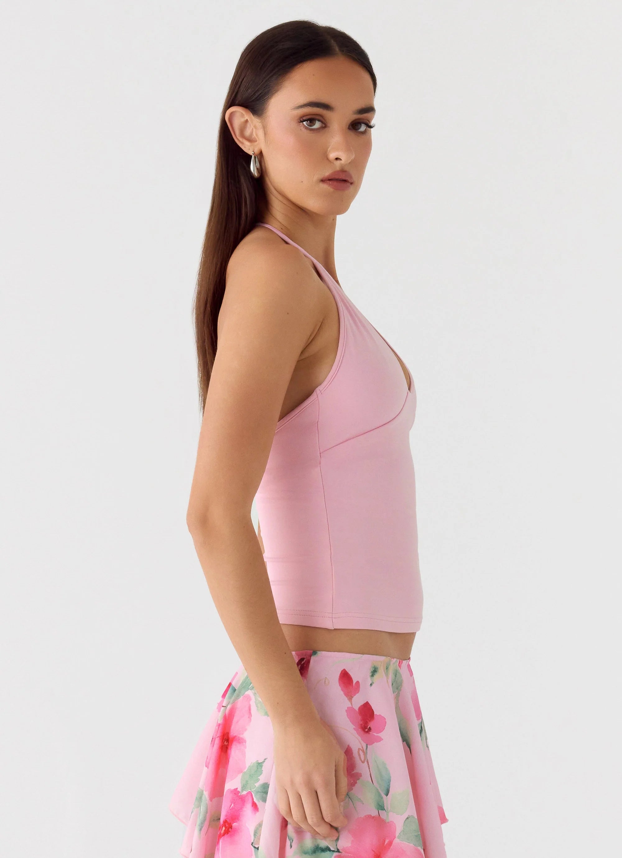 Roll Out Halter Top Petal Pink
