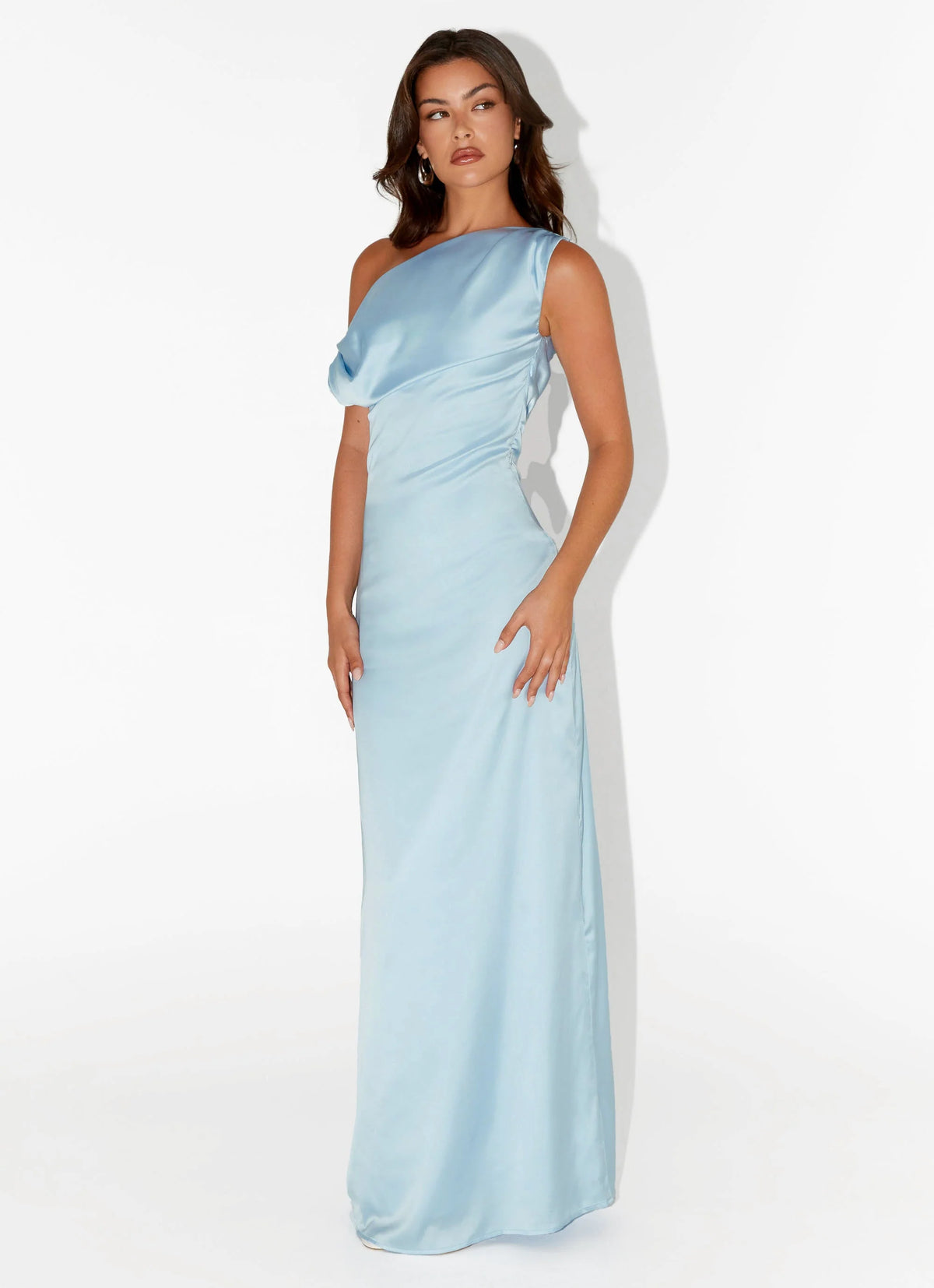 Heart Of Glass Satin Maxi Dress Blue