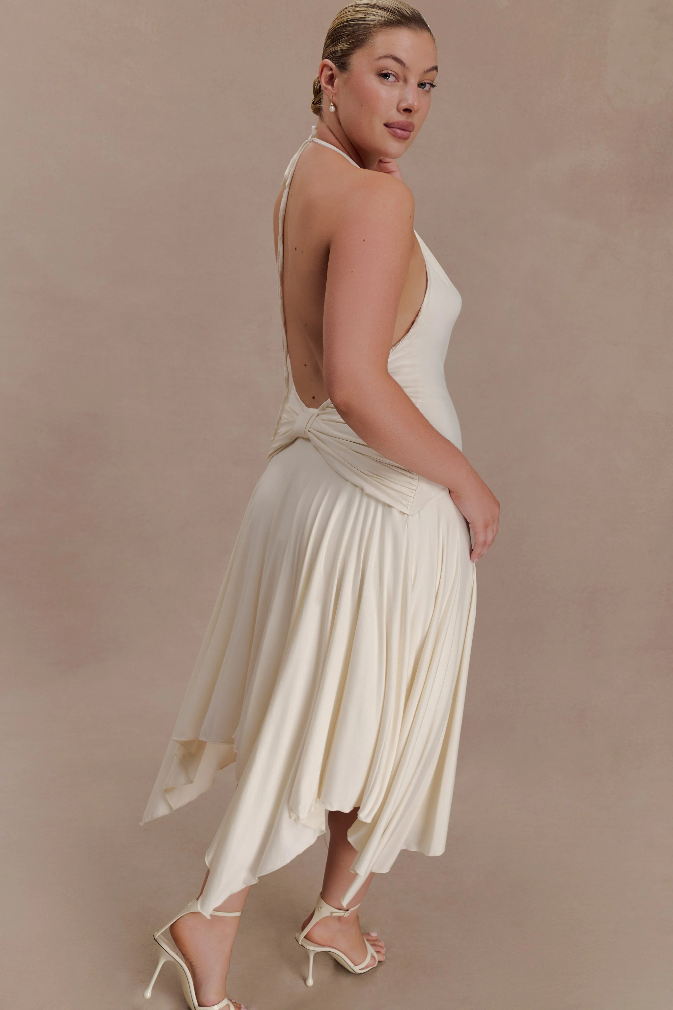 Sylvie Modal Hankie Midi Dress Ivory