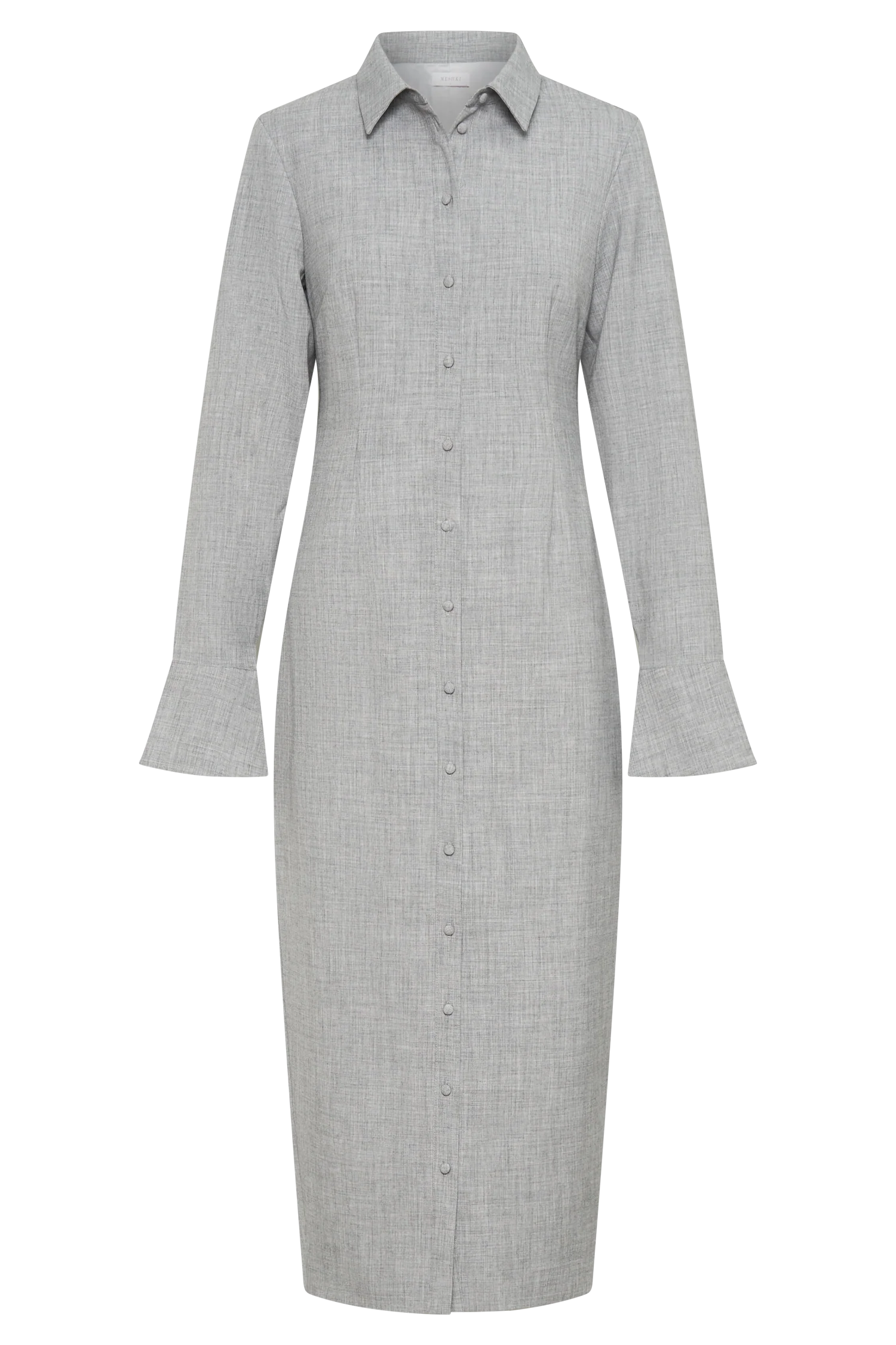 Dorian Fitted Shirt Midi Dress Charcoal Marle