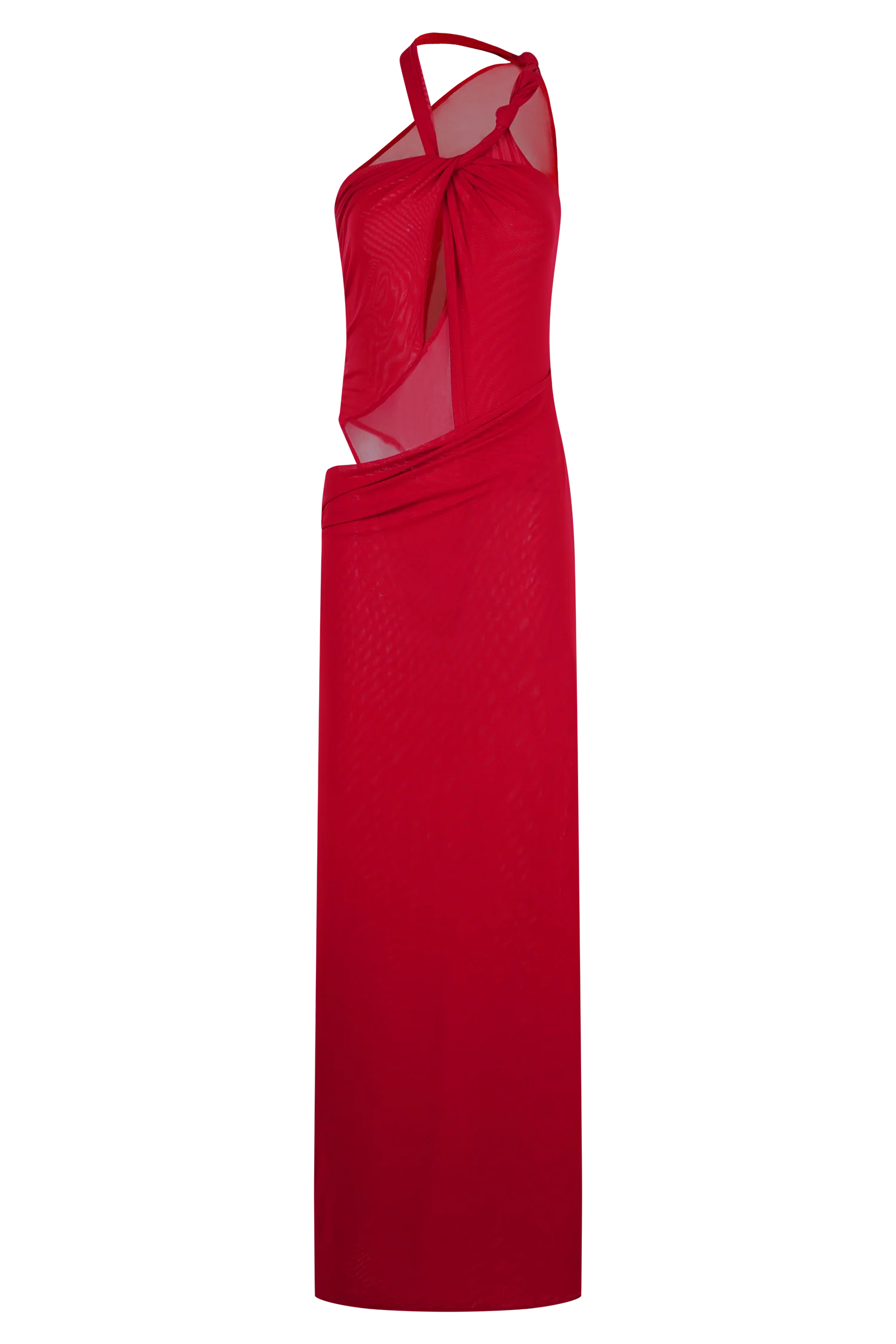 Edwina Knotted Mesh Maxi Dress Red