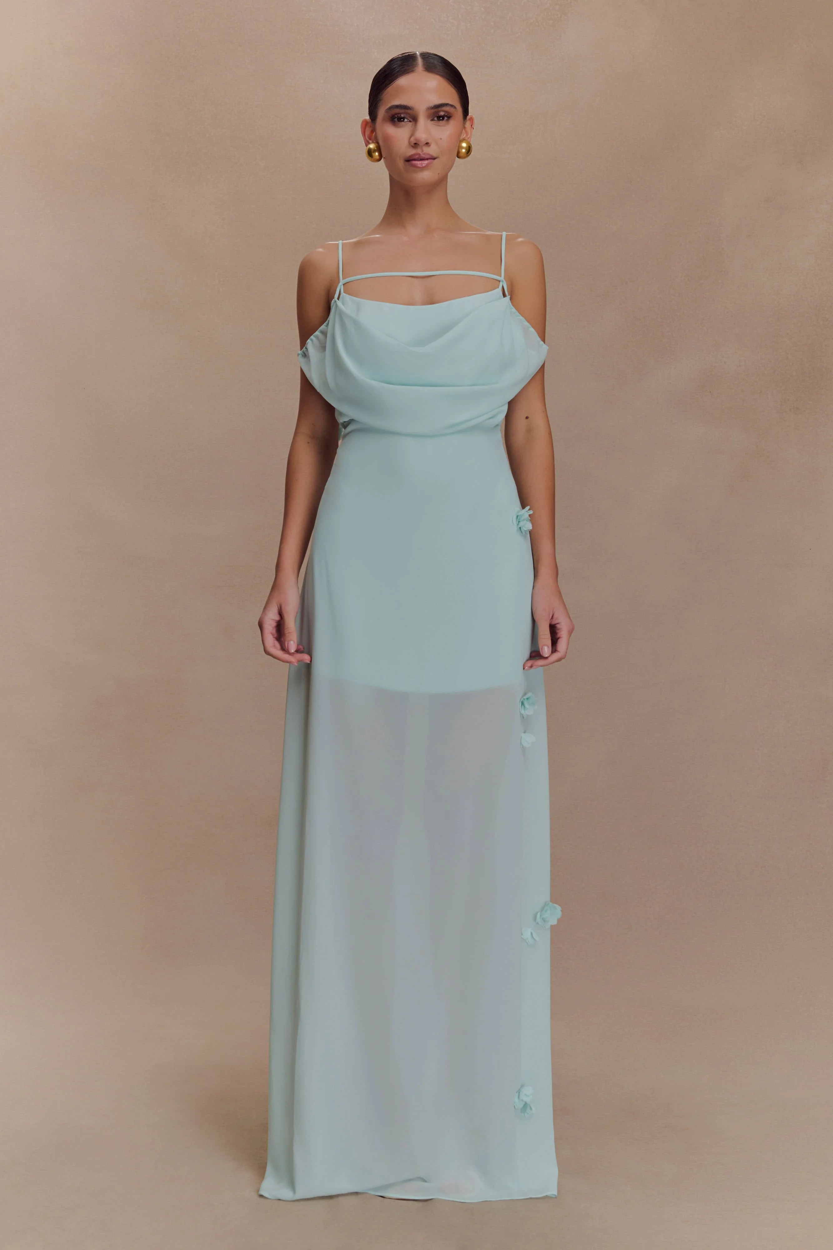 Rosalie Floral Chiffon Maxi Dress Lagoon