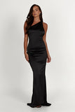 Harper One Shoulder Gown Black